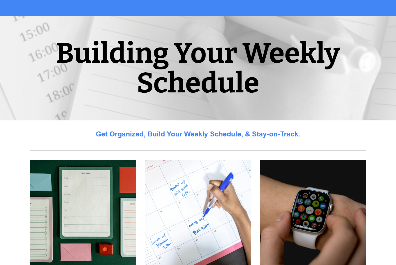 Home Build Your Weekly Schedule Website Snapshot
