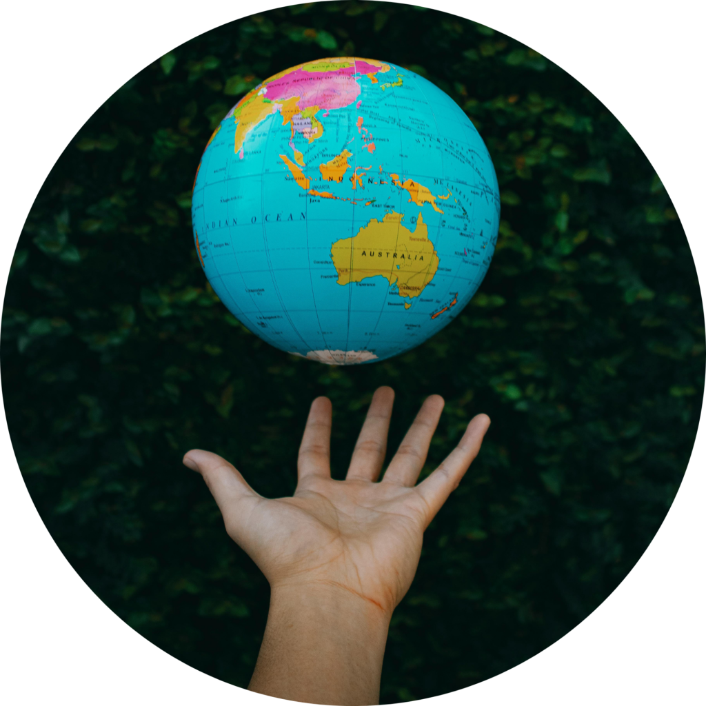 Small world floating over a hand